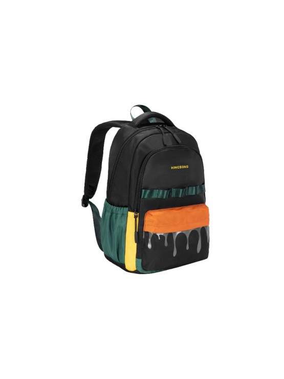 ზურგჩანთა: kingsons 15.6" Primary School Backpack Black/Green - KS251308