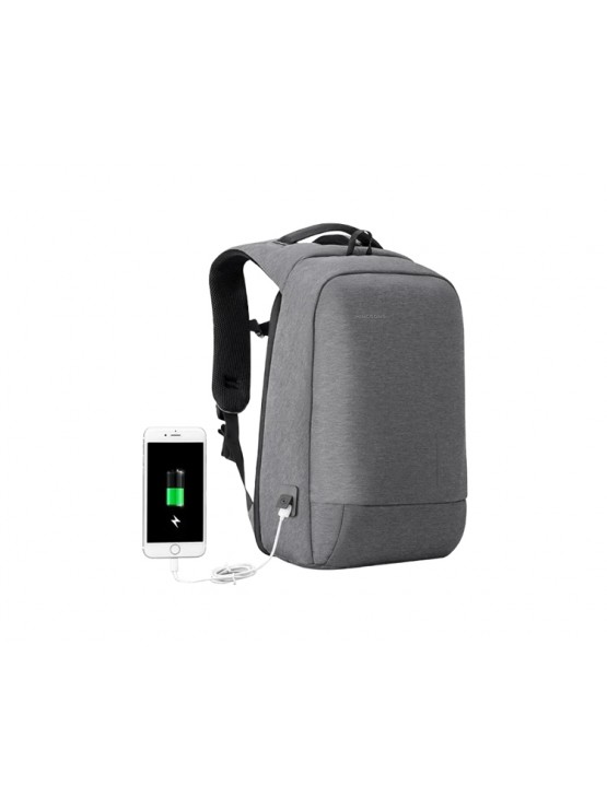 ზურგჩანთა: Kingsons Anti Theft Commuter Backpack With USB Charger 15.6" Grey - KS3149W-D