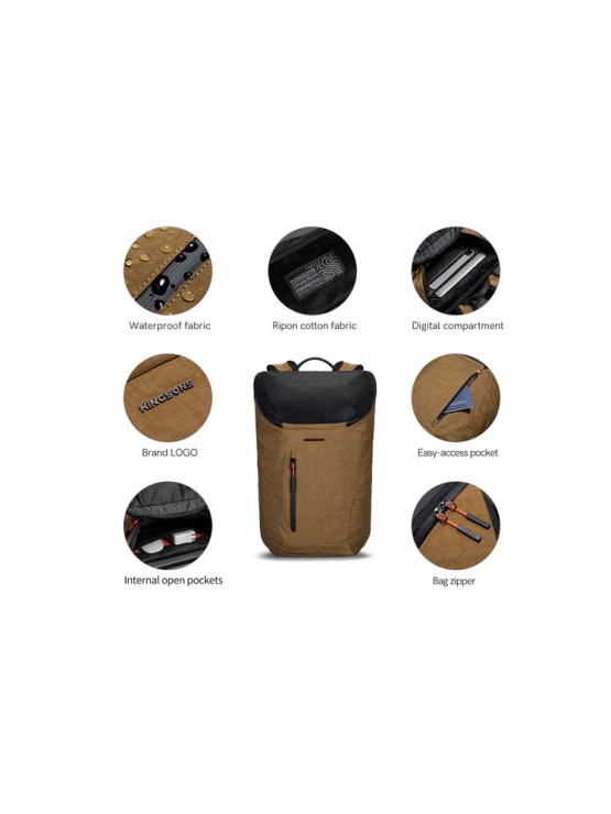ზურგჩანთა: Kingsons 15.6" Laptop Backpack Brown - KS251039
