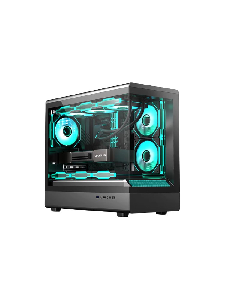ქეისი: Golden Field Lantau Lite 360 6x120mm ARGB Fans Mid Tower Black
