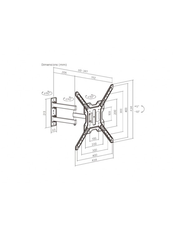 ტელევიზორის საკიდი: Vertex VX-TV-FM2365 Full-Motion TV Wall Mount 23"-65"
