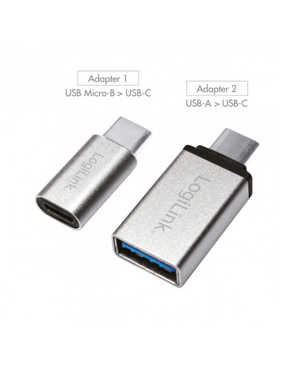 ადაპტერი: Logilink AU0040 USB-C adapter set C/M to USB-A/F + C/M to Micro-USB/F Silver