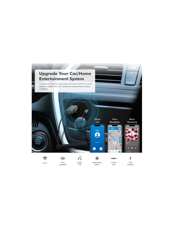 ადაპტერი: Logilink BT0065 Wireless Audio Receiver for Vehicles With 3.5mm AUX & USB Connector