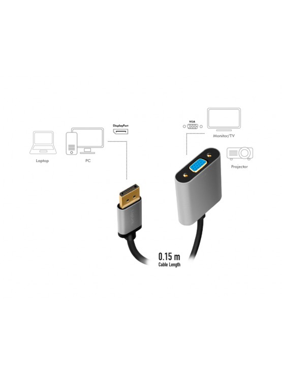 ადაპტერი: Logilink CDA0109 FHD/60Hz DisplayPort to VGA Adapter Black/Grey 0.15m