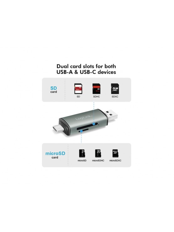 ბარათის წამკითხველი: Logilink CR0043 USB 3.2 Gen1 card reader for SD and microSD card