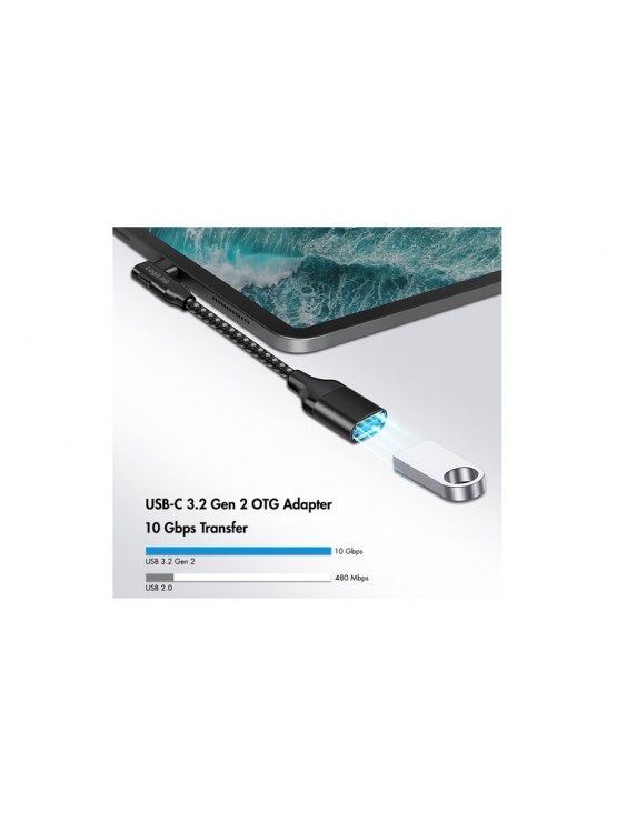 ადაპტერი: Logilink CU0100 USB 3.2 Gen2 USB-C adapter C/M 90° to USB-A/F OTG Black 0.2 m