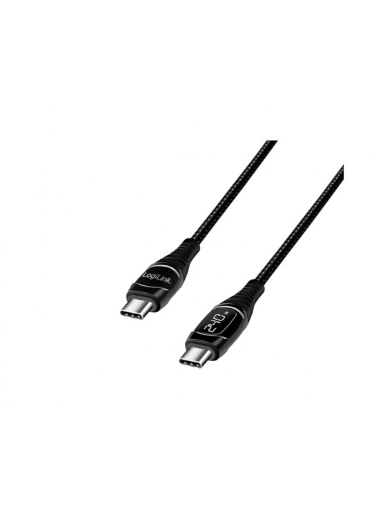 კაბელი: Logilink CU0181 USB Type-C 240W PD Fast Charging Cable With E-Mark & Display 1m