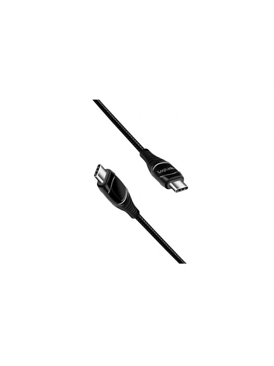 კაბელი: Logilink CU0185 USB Type-C 240W PD Fast Charger Cable With E-mark & Display Black 2m
