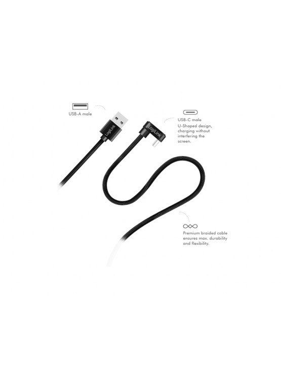 კაბელი: Logilink CU0192 USB Type-C Gaming Cable with U-Shaped Plug 1m