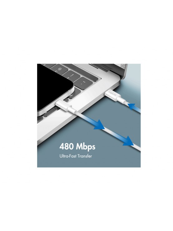 კაბელი: Logilink CU0321 USB 2.0 to USB-C Cable 60W Nylon White 1m