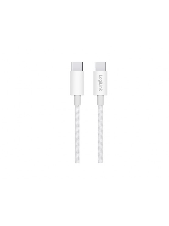 კაბელი: Logilink CU0342 USB-C to USB-C Cable 60W Nylon White 1.5m