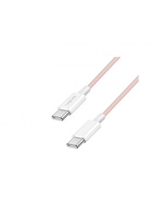 კაბელი: Logilink CU0345 USB-C to USB-C Cable 60W Nylon Pink 1.5m