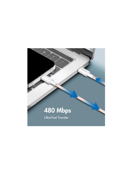 კაბელი: Logilink CU0345 USB-C to USB-C Cable 60W Nylon Pink 1.5m