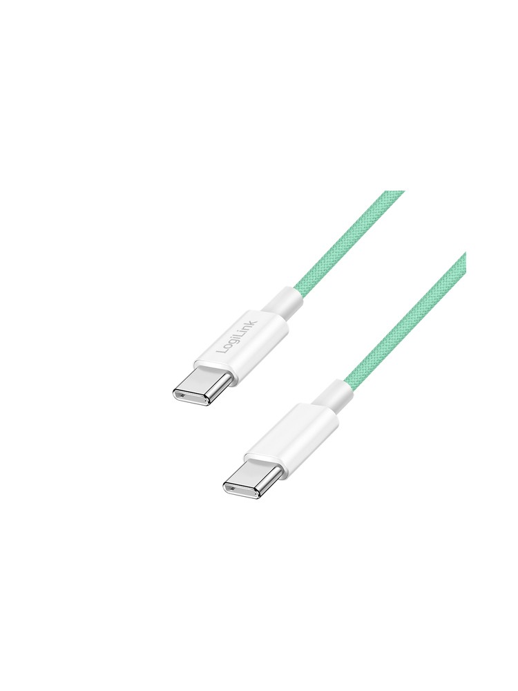 კაბელი: Logilink CU0348 USB-C to USB-C Cable 60W Nylon Green 1.5m