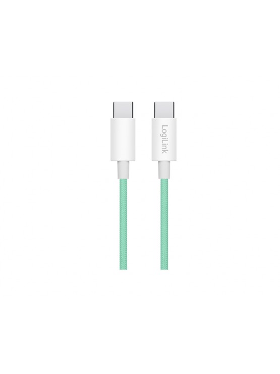 კაბელი: Logilink CU0348 USB-C to USB-C Cable 60W Nylon Green 1.5m