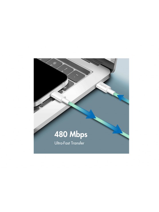 კაბელი: Logilink CU0348 USB-C to USB-C Cable 60W Nylon Green 1.5m