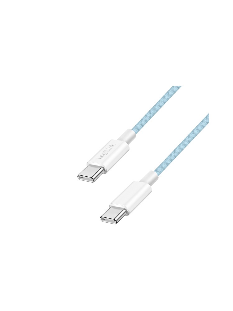 კაბელი: Logilink CU0350 USB-C to USB-C Cable 60W Nylon Blue 1m