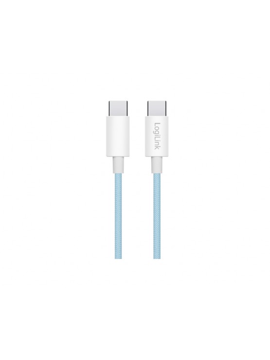 კაბელი: Logilink CU0350 USB-C to USB-C Cable 60W Nylon Blue 1m