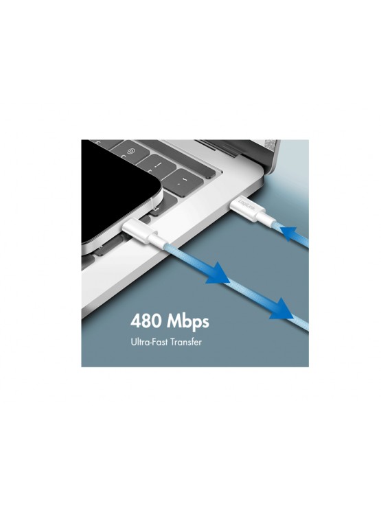 კაბელი: Logilink CU0350 USB-C to USB-C Cable 60W Nylon Blue 1m