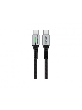 კაბელი: Logilink CU0424 USB 2.0 Type-C 480Mbps 100W LED Cable Black 2m