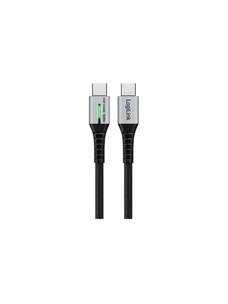 კაბელი: Logilink CU0424 USB 2.0 Type-C 480Mbps 100W LED Cable Black 2m