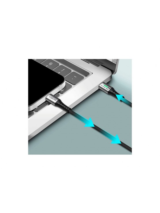 კაბელი: Logilink CU0424 USB 2.0 Type-C 480Mbps 100W LED Cable Black 2m