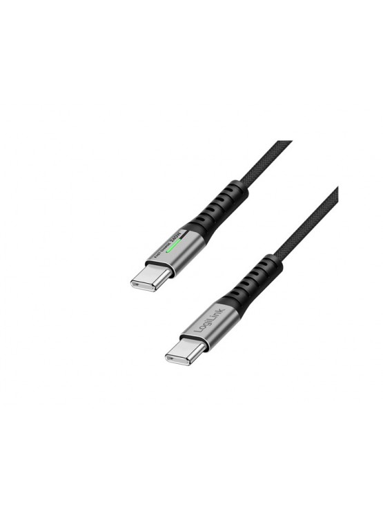 კაბელი: Logilink CU0443 4K/60Hz USB 3.2 Type-C 20Gbps 240W LED Cable Black 1.5m