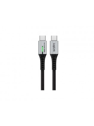 კაბელი: Logilink CU0443 4K/60Hz USB 3.2 Type-C 20Gbps 240W LED Cable Black 1.5m