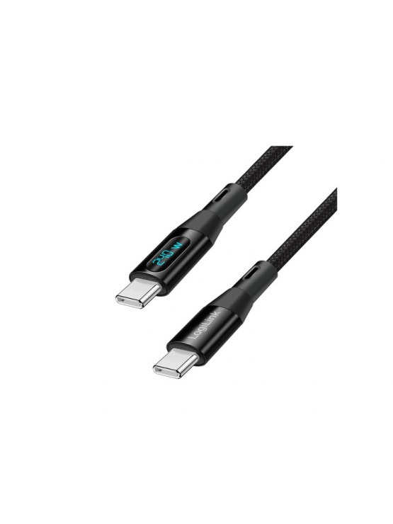 კაბელი: Logilink CU0446 USB 2.0 Type-C 480Mbps 240W OLED Display Cable Black 1m