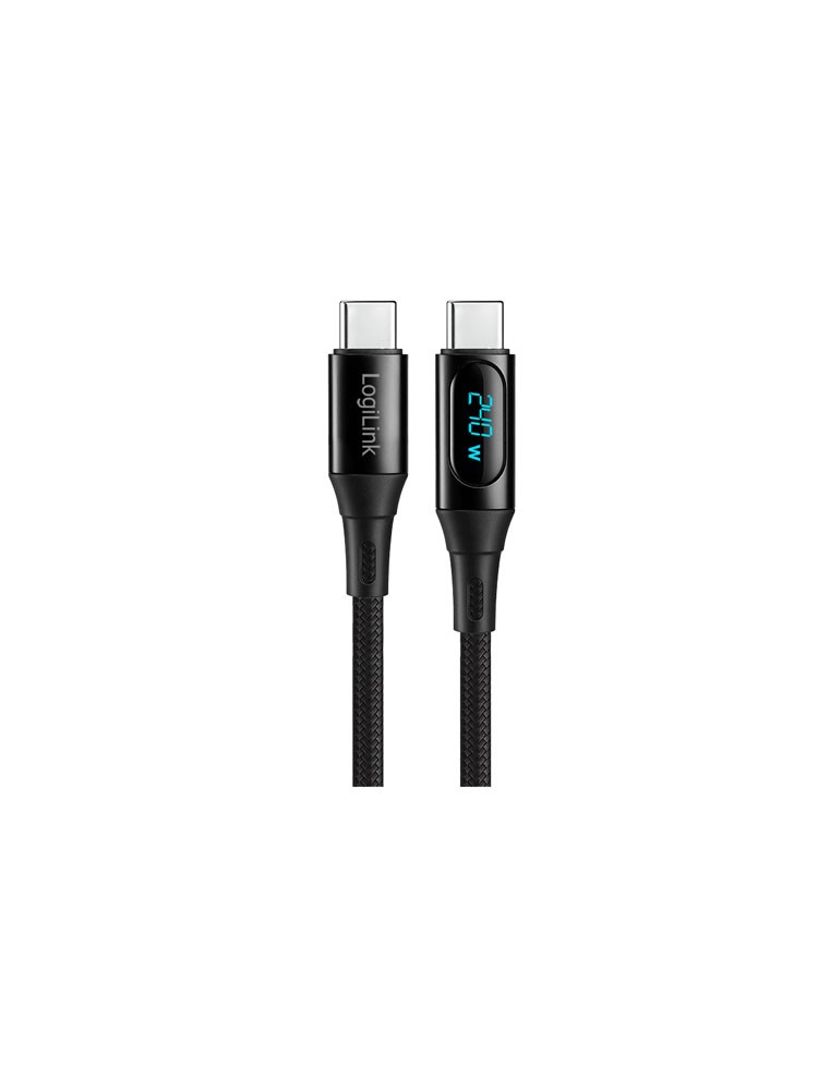 კაბელი: Logilink CU0446 USB 2.0 Type-C 480Mbps 240W OLED Display Cable Black 1m
