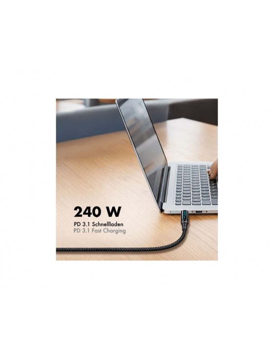 კაბელი: Logilink CU0446 USB 2.0 Type-C 480Mbps 240W OLED Display Cable Black 1m