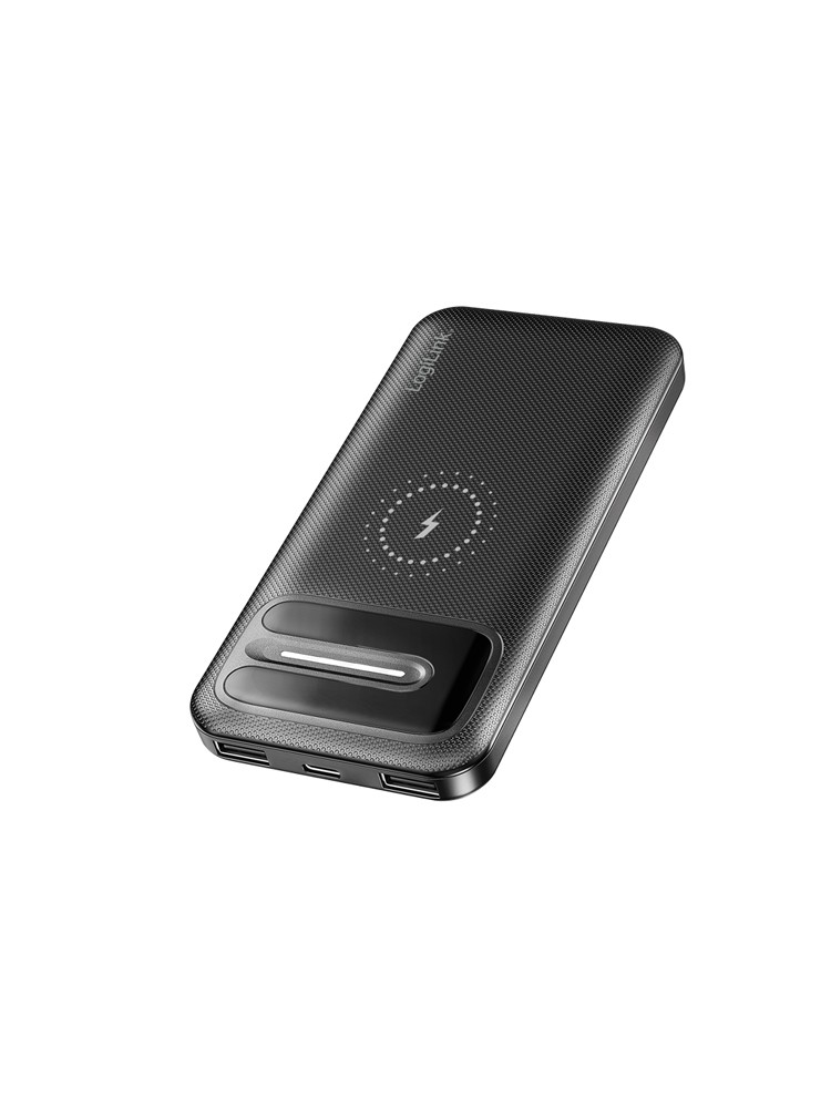 დამტენი: Logilink PA0343RF Powerbank 10.000 mAh wireless charging + 2xUSB-A/1xUSB-C Black
