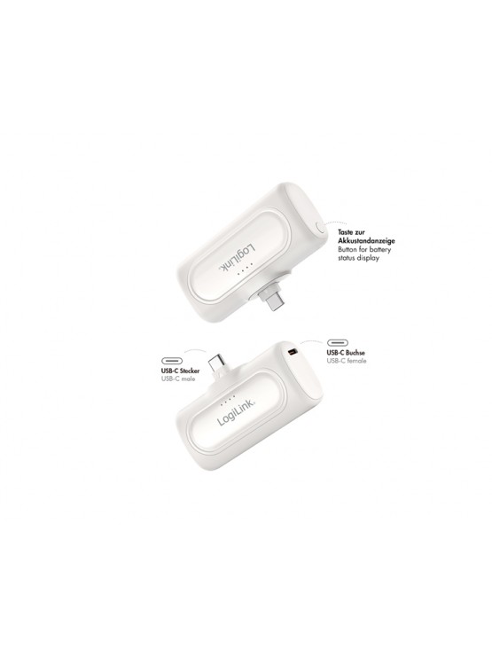 დამტენი: Logilink PA0349W 5000 mAh 2xUSB-C Quick Charge Function Power Bank White