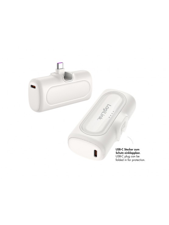 დამტენი: Logilink PA0349W 5000 mAh 2xUSB-C Quick Charge Function Power Bank White