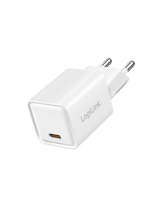 დამტენი: Logilink PA0355 USB-C GaN Fast Charger (PD+QC 3.0) 20W White