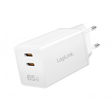 დამტენი: Logilink PA0367 2xUSB-C (PD 3.0/QC 4.0) GaN Fast Charger 65W White