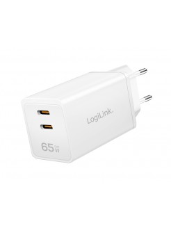 დამტენი: Logilink PA0367 2xUSB-C (PD 3.0/QC 4.0) GaN Fast Charger 65W White