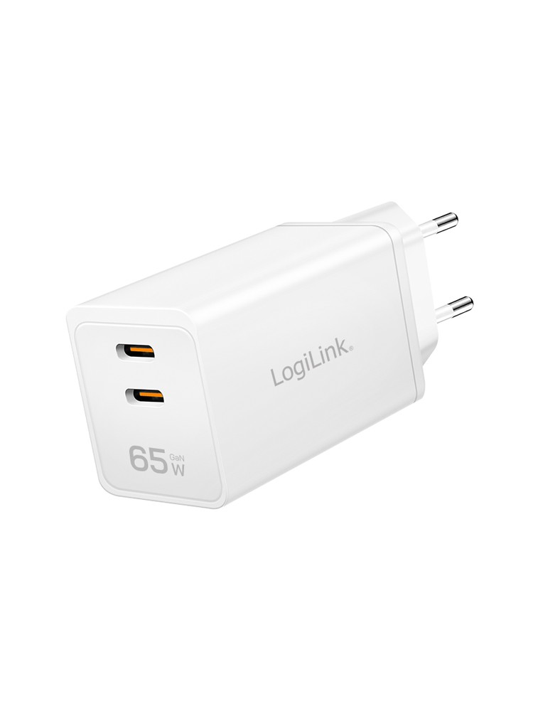 დამტენი: Logilink PA0367 2xUSB-C (PD 3.0/QC 4.0) GaN Fast Charger 65W White