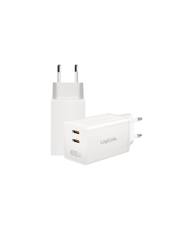 დამტენი: Logilink PA0367 2xUSB-C (PD 3.0/QC 4.0) GaN Fast Charger 65W White