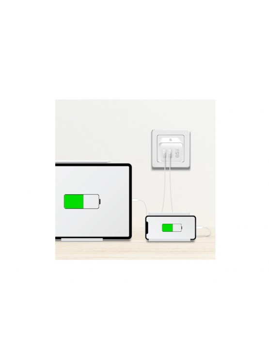 დამტენი: Logilink PA0367 2xUSB-C (PD 3.0/QC 4.0) GaN Fast Charger 65W White