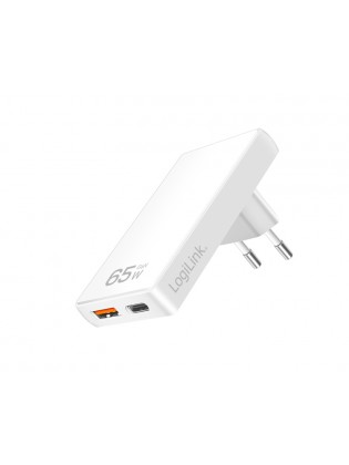 დამტენი: Logilink PA0368 USB-A & USB-C GaN (PD) Charger 65W White