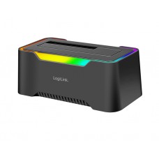 დოქ სადგური: Logilink QP0035 USB-C 3.2 Gen 1 2.5" & 3.5" SATA HDD/SSD RGB Docking station Black