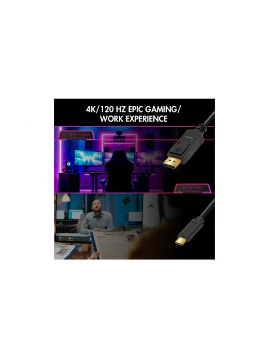 კაბელი: Logilink UA0335 4K/60Hz USB Type-C 3.2 Gen1 to DP Cable Black 1.8m