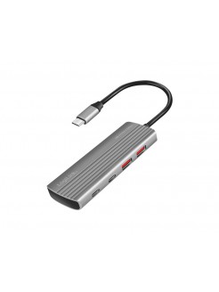 ადაპტერი: Logilink UA0413 Ultra-Slim USB 3.2 Gen2 Hub 2xUSB-A/2xUSB-C PD 100W Sspace Grey