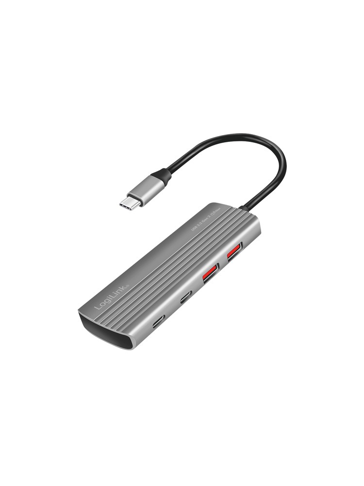ადაპტერი: Logilink UA0413 Ultra-Slim USB 3.2 Gen2 Hub 2xUSB-A/2xUSB-C PD 100W Sspace Grey