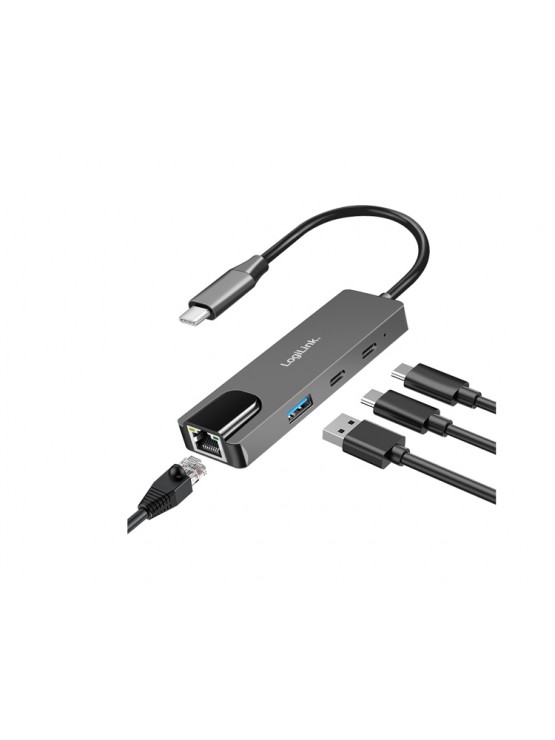 ადაპტერი: Logilink UA0432 USB 3.2 Hub 3-port with 2.5G Gigabit Ethernet Adapter Space Grey