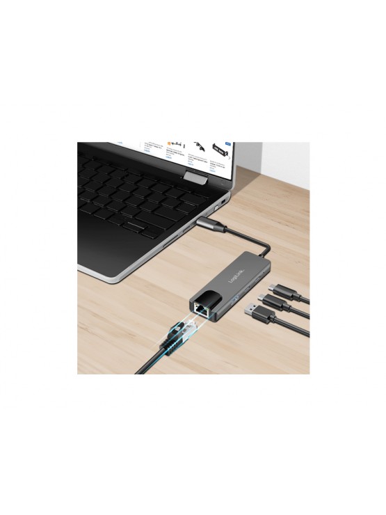 ადაპტერი: Logilink UA0432 USB 3.2 Hub 3-port with 2.5G Gigabit Ethernet Adapter Space Grey