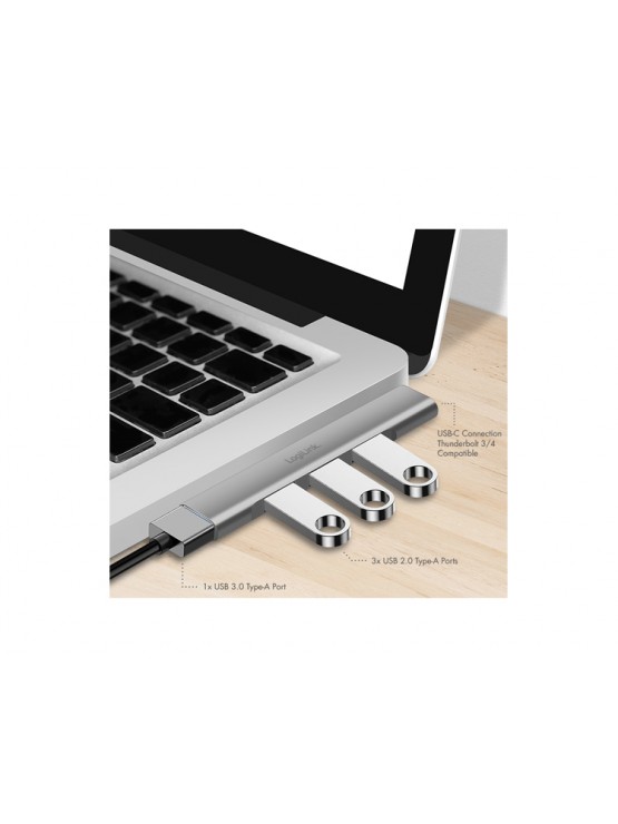 USB ჰაბი: Logilink UA0437 Ultraslim 4-port USB-C hub 18W Aluminum
