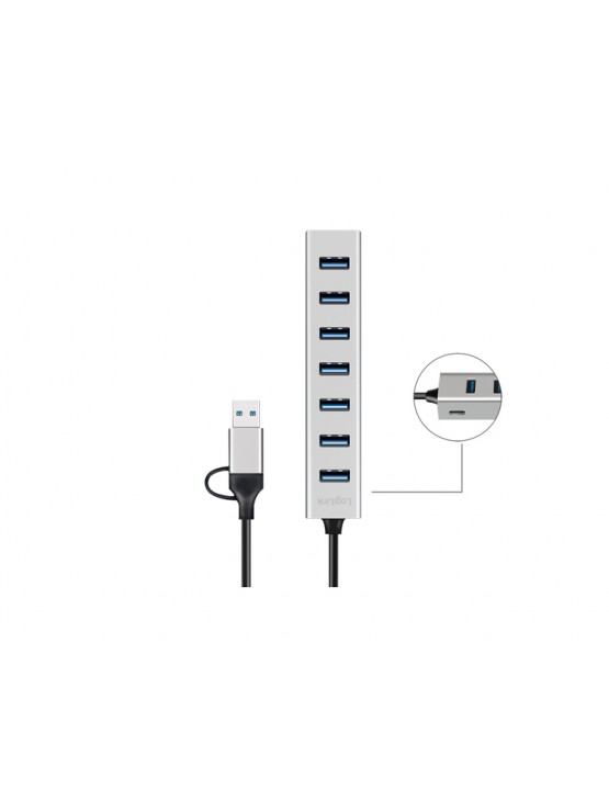 USB ჰაბი: Logilink UA0441 USB-C 7-Port Hub 5Gbps Silver