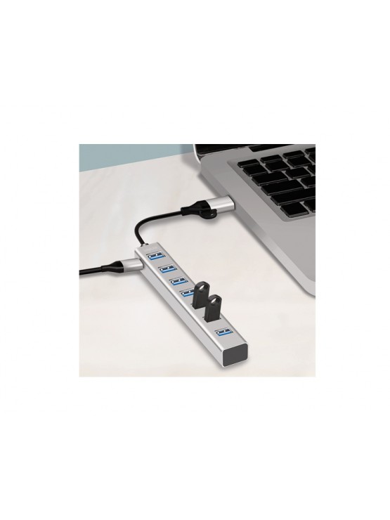 USB ჰაბი: Logilink UA0441 USB-C 7-Port Hub 5Gbps Silver